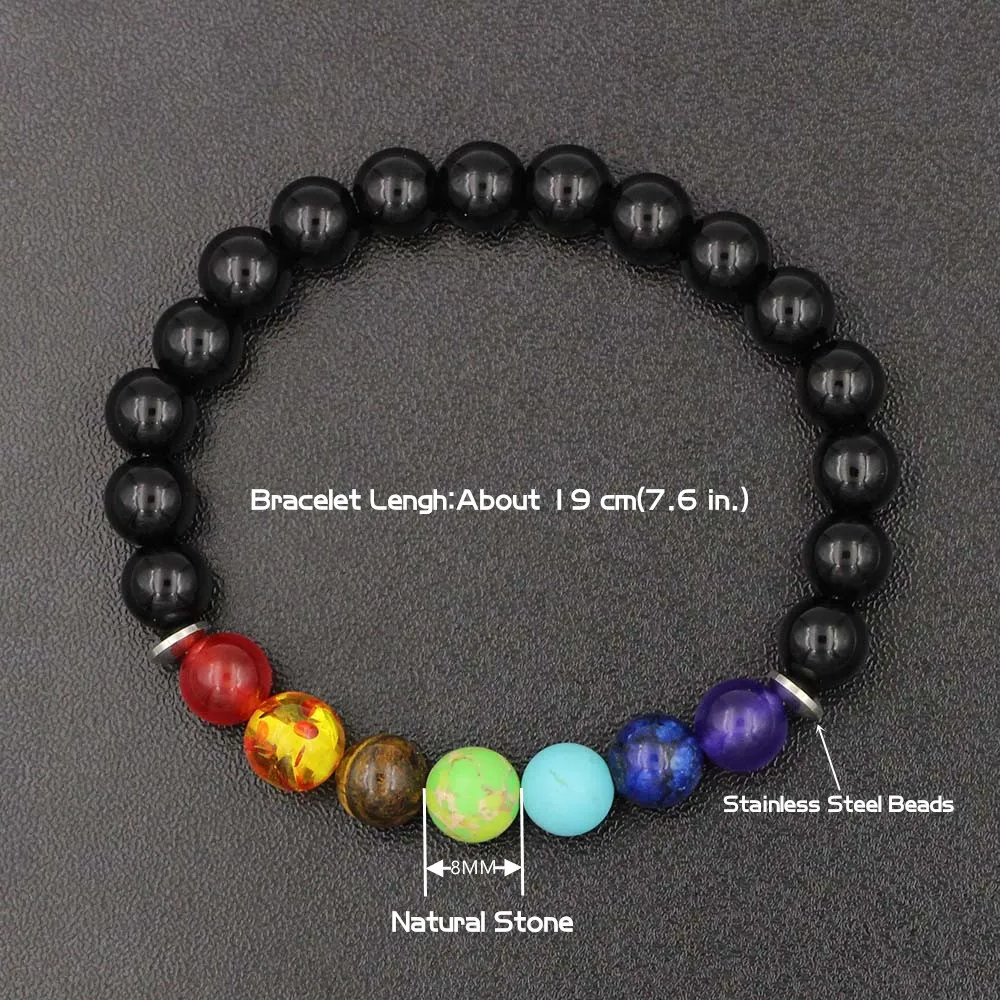 7 Чакр исцеляющий браслет из бисера нержавеющей стали натуральный лавовый камень