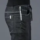 Мужские зауженные джинсы, черные зауженные джинсовые брюки-карандаш с эластичной талией, в Корейском стиле, весна-лето, 2020