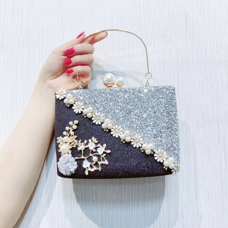

Contrast Color Hard-Surface Box Bags Women Evening Bags Wedding Small Handbags Ladies Business Banquet Clutches Glitter Pouch