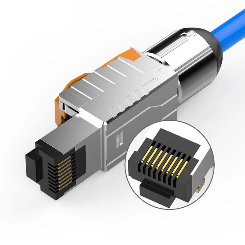 

Cat 8 Termination Plug Cat8 Industrial Ethernet Connector RJ45 Shielded Field Plug Tool Free Easy Metal Die-Cast Termination Con