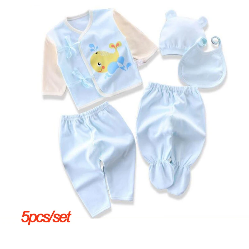 CW6001K-5pcs-set От 0 до 3 месяцев, комплект для малыша Одежда для младенцев 18 шт./компл. рубашка с длинными рукавами и штанами для новорожденных, одежда для девочек с рисунками зверей из мультфильмов для подарка YKQ013 - Цвет: CW6001K-5pcs-set