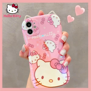 Hello Kitty cat ear anti drop phone case for iPhone13 13Pro 13Promax 12 12Pro Max 11 Pro X XS MAX XR 7 8 Plus Cover