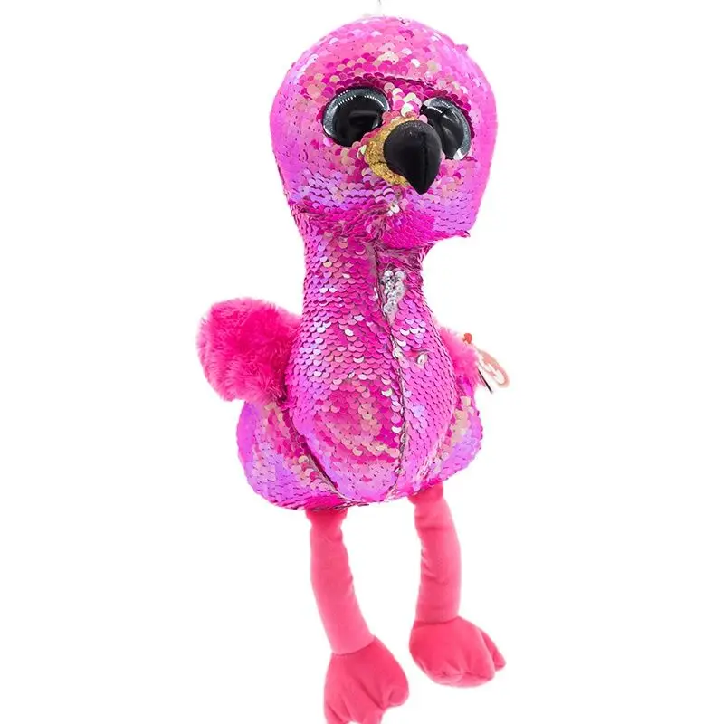 

15CM Ty Beanie Big Eyes Reversible Sequin Pink Flamingo Glittering Stuffed Collectible Doll Toy Child Birthday Christmas Gift