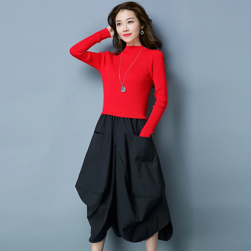 Женское Хлопковое платье размера плюс флисовое утепленное с высоким воротником