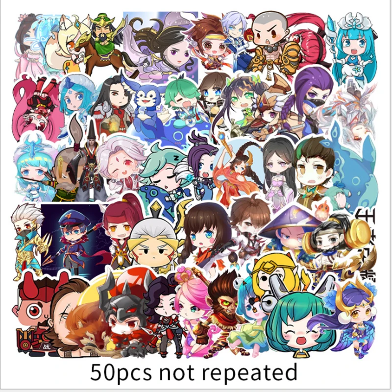 

50 pcs King of Glory Graffiti Waterproof Skateboard Travel Suitcase Phone Laptop Luggage Stickers Cute Kids Girl Toys