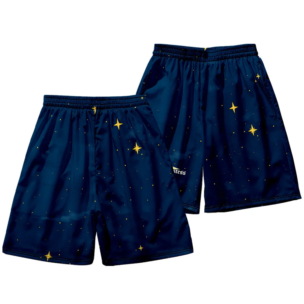 

Summer Men Fitness Loose Board Short Pants Navy Blue Beach Shorts Breathable Shorts S-6XL