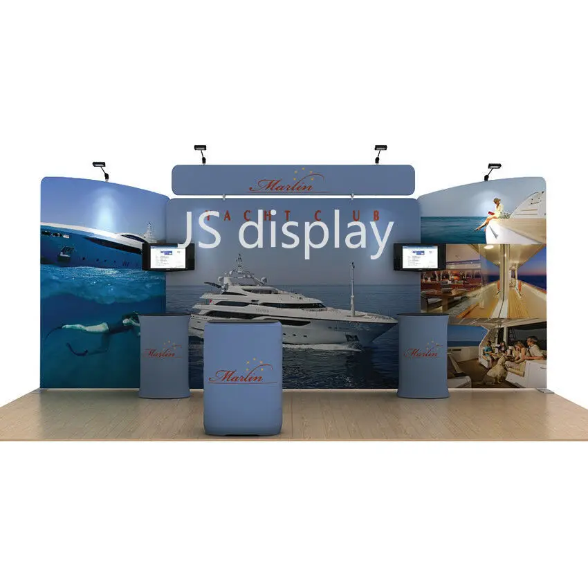 Backdrop Wall With Custom Print Counter Lights Tv Brackets