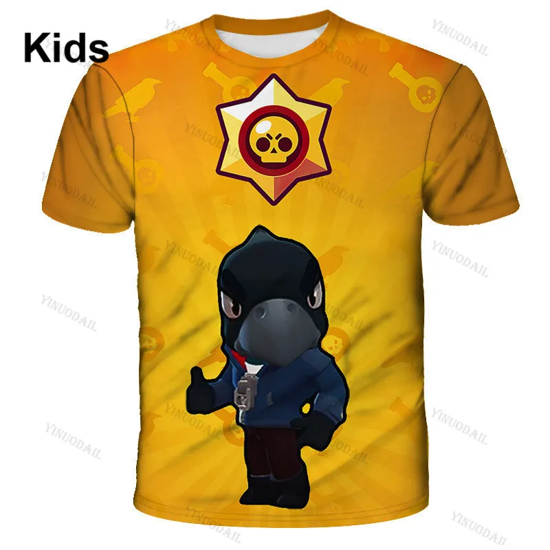 

Browlers Cartoon Star, and Sandy Tops Teen Clothes Shoot Kids Tshirt Leon Shooting Game 3D T-shirt Boys Girls Harajuku Shirt