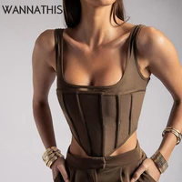 wannathis 2021 rhombus top for woman corset elegant sleeveless sexy crop top sexy fashion summer backless solid tank tops women