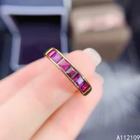 fine jewelry 925 sterling silver inset with natural gem womens trendy fashion square pyrope garnet adjustable row ring support