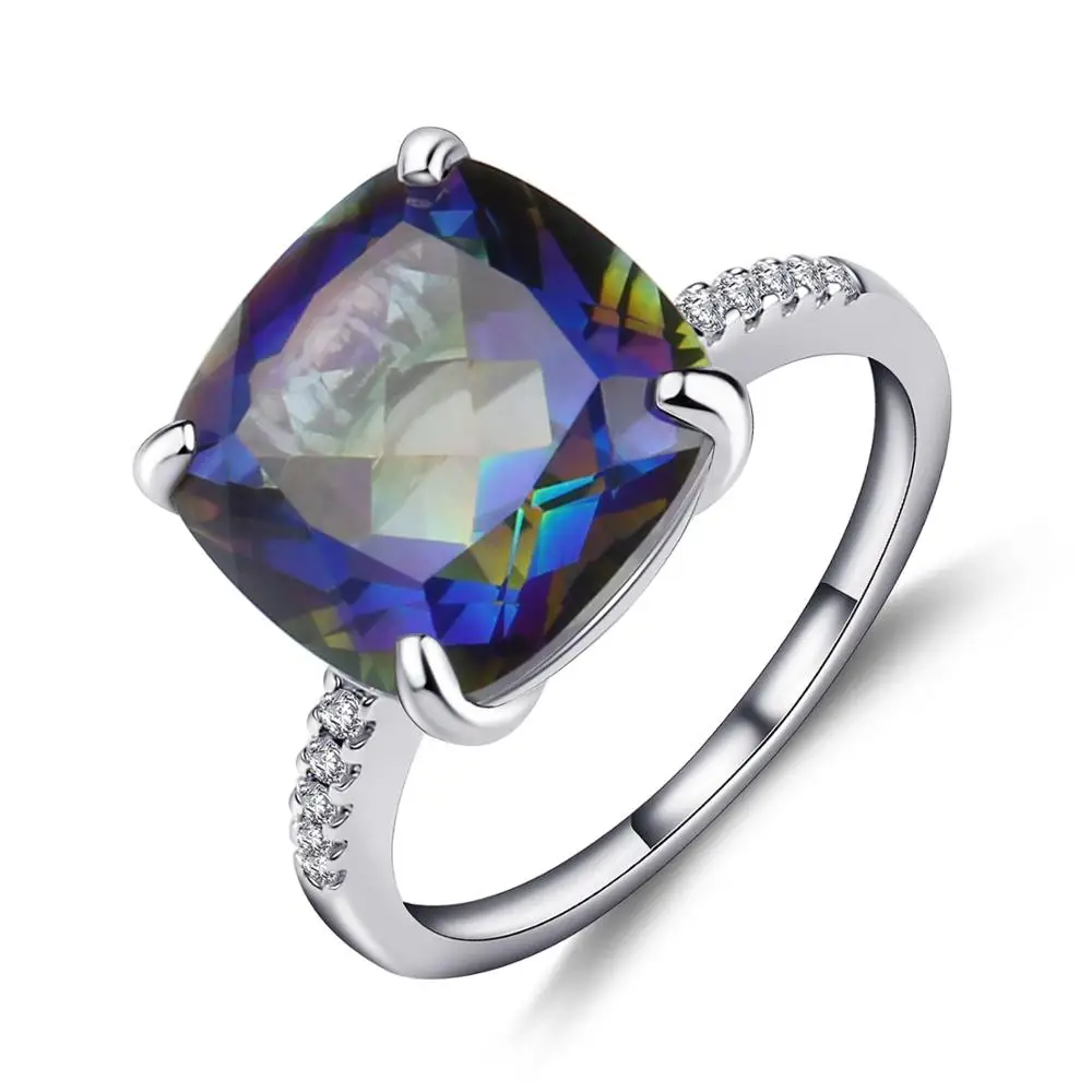 Blueish Blue Gem's балет 9.66Ct натуральный зеленый агат, натуральный камень Обручальные кольца твердые 925 пробы серебряные ювелирные украшения для женщин - Цвет камня: Blueish Blue