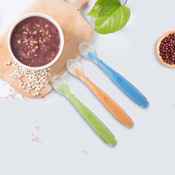 

1Pc Soft Silicone Baby Feeding Spoons Infant Weaning Soup Ladle Children Solid Feeding Tools Anti Slide Handle