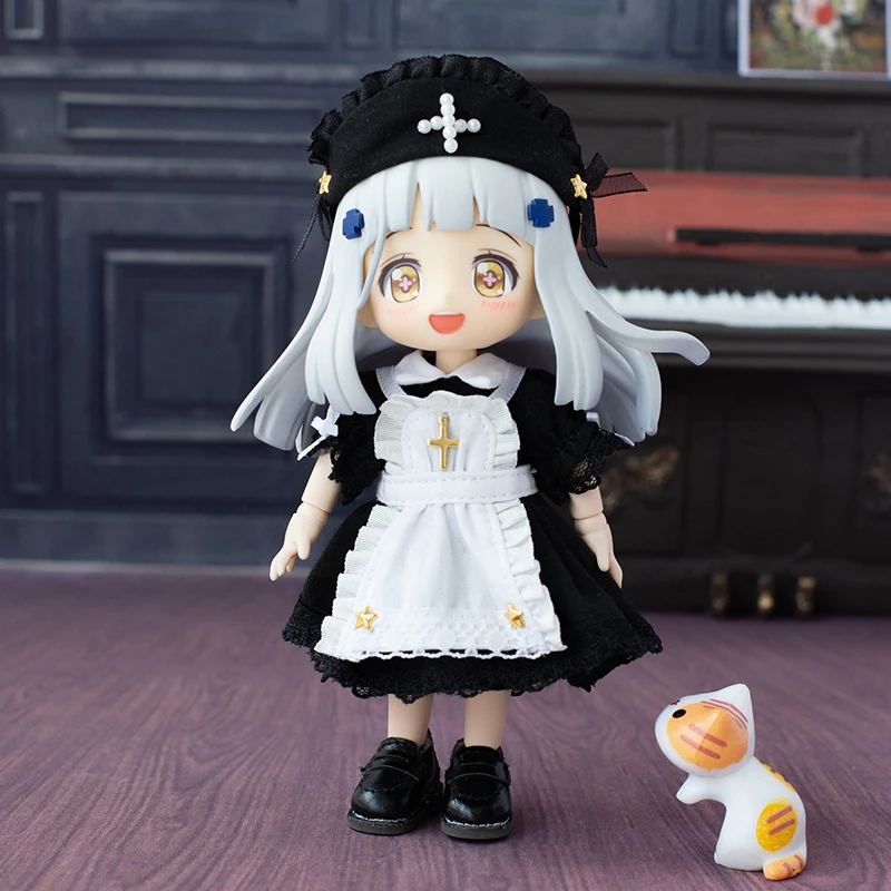 

New 16cm BJD Ob11 Doll Clothes Dark Nurse Suit Maid Outfit 1/12 Doll House GSC YMY P9 Universal Accessory Kawaii DIY Gifts