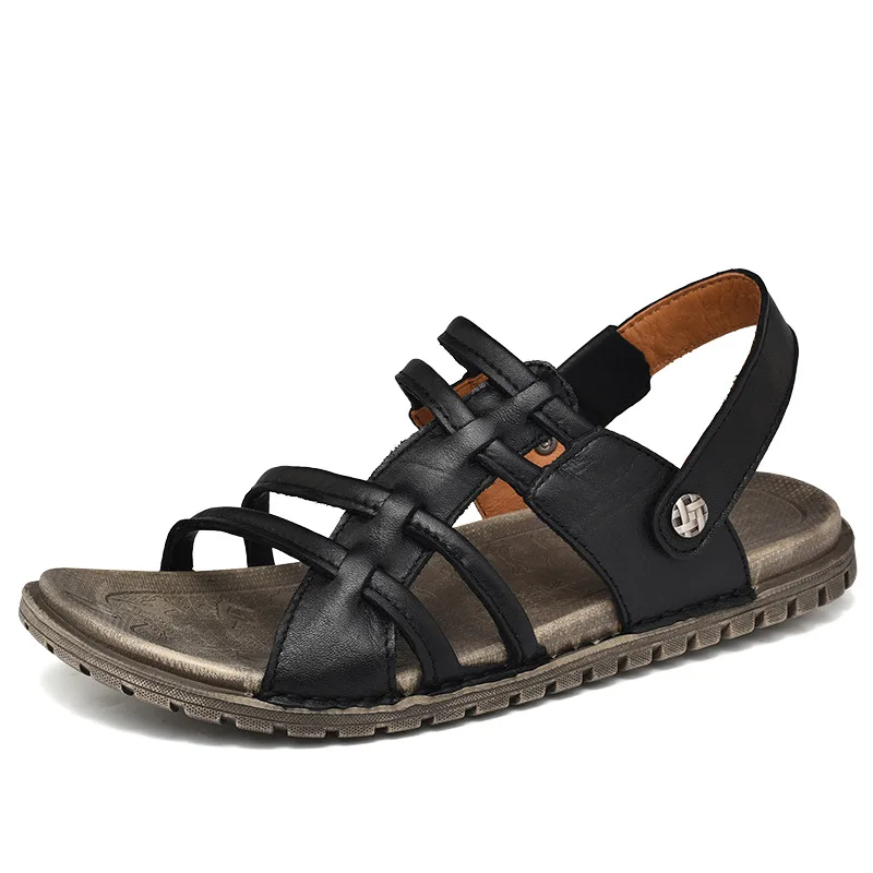 

New Casual Men Soft Sandals Comfortable Men Summer Leather Sandals Men Roman Summer Outdoor Beach Sandals Big Size 38-44
