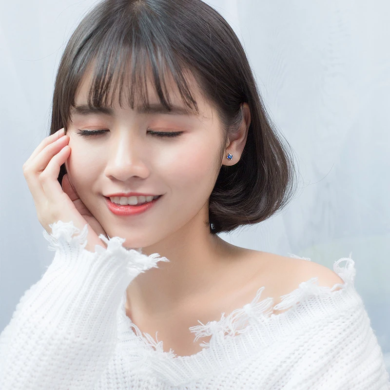 Modian Роскошные Синие серьги с цирконием кубической огранки минималистичный