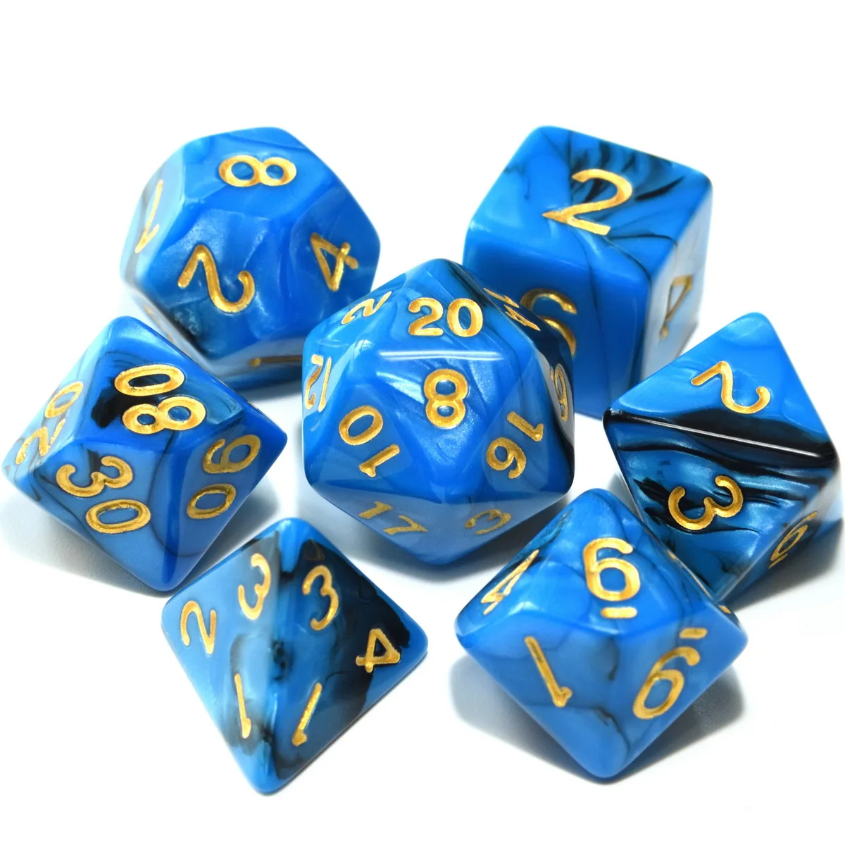 Двухцветные Акриловые многогранные игральные кости с сумкой на шнурке для