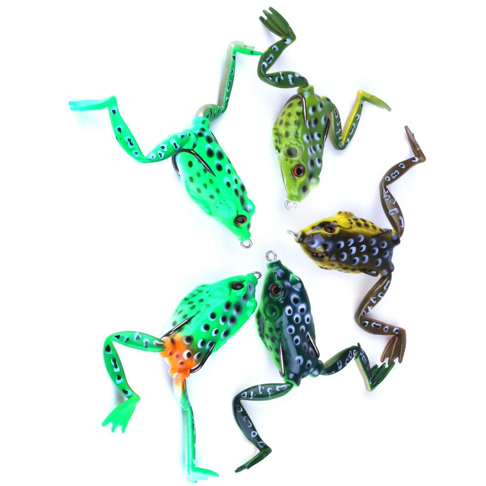 

5 Pieces Large Frog Topwater Soft Fishing Lures Bait Bass 5.5cm/142.0 G Durable