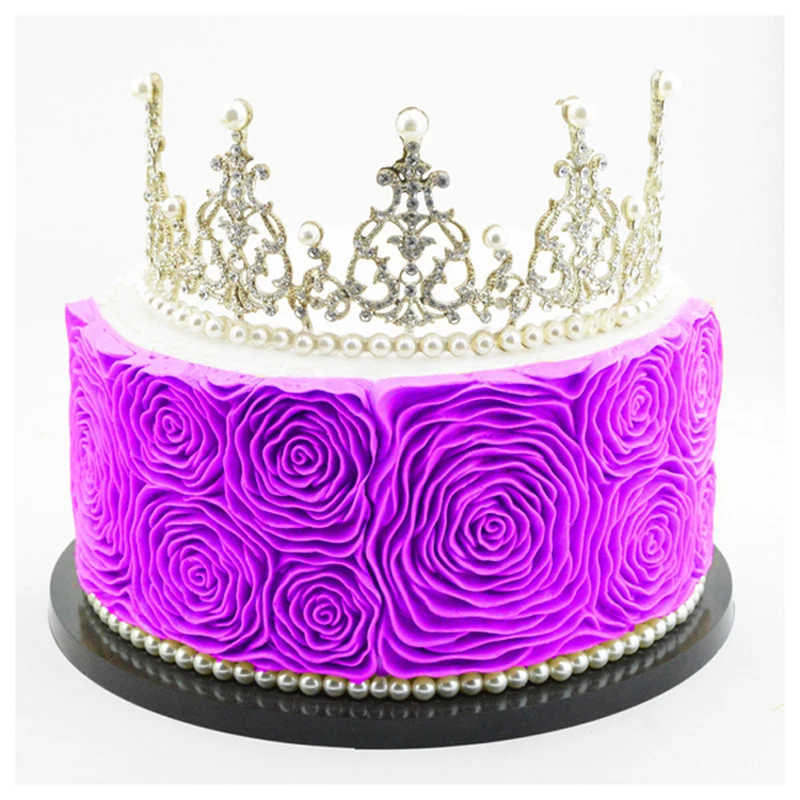 Meibum Pleated Rose Petal Flower Fondant Cake Mold Wedding Party Sugar Craft Pastry Border Decorating Mould Chocolate Candy Pan |