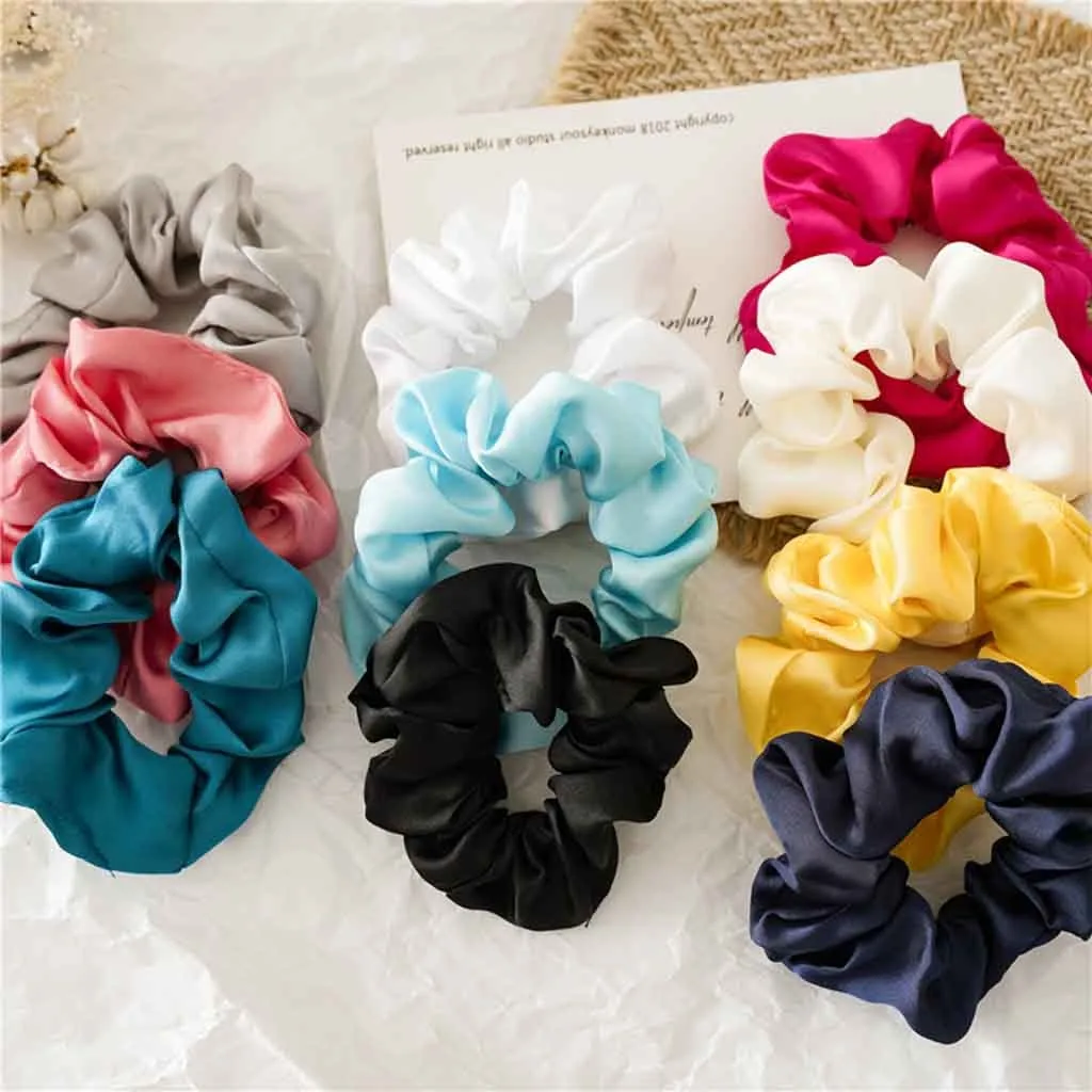 

Women's New Satin Scrunchie Candy Color Hair Rope Fabric Simple Hair Ring Accessories Tie Hair Rope Ponytail Holder