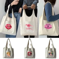 canvas bag women%e2%80%98s shopping shopper bags commuter vest bag mouth pattern handbags portable one shoulder shopping bag tote bag