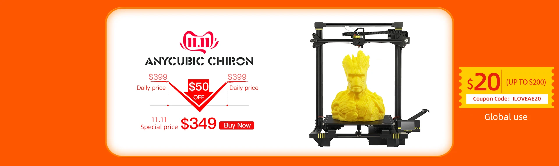 ANYCUBIC Chiron 3d принтер большого размера плюс 400x400x450 мм экструдер двойной Z Axisolor PLA нитей комплект Impressora 3d Drucker