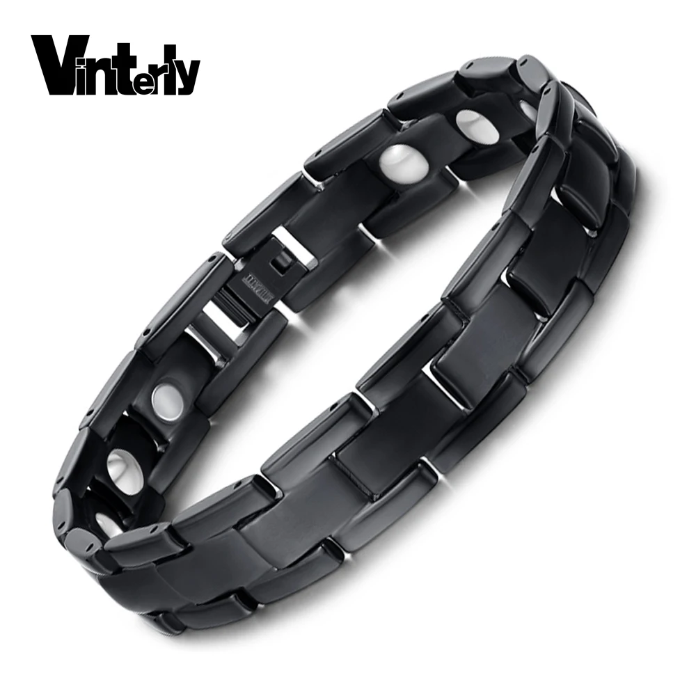 Мужской Магнитный Браслет Vinterly из чистого титана 22 см|bangle gold|bangle snakejewelry welder |