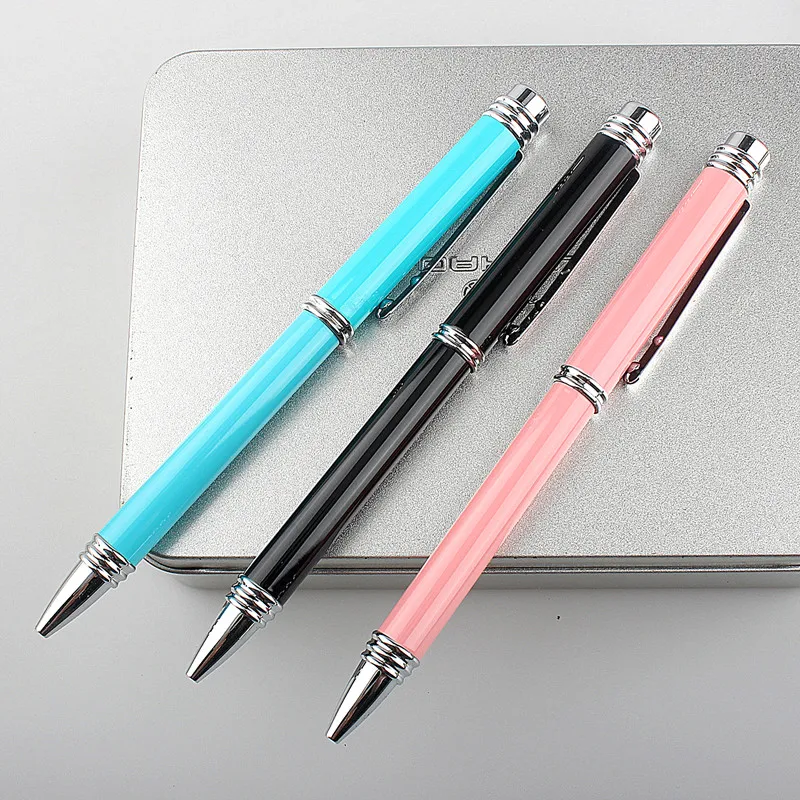 

Metal Ballpoint Pen For School Office Stainless steel Material Rotating Stationery Supplies Pens