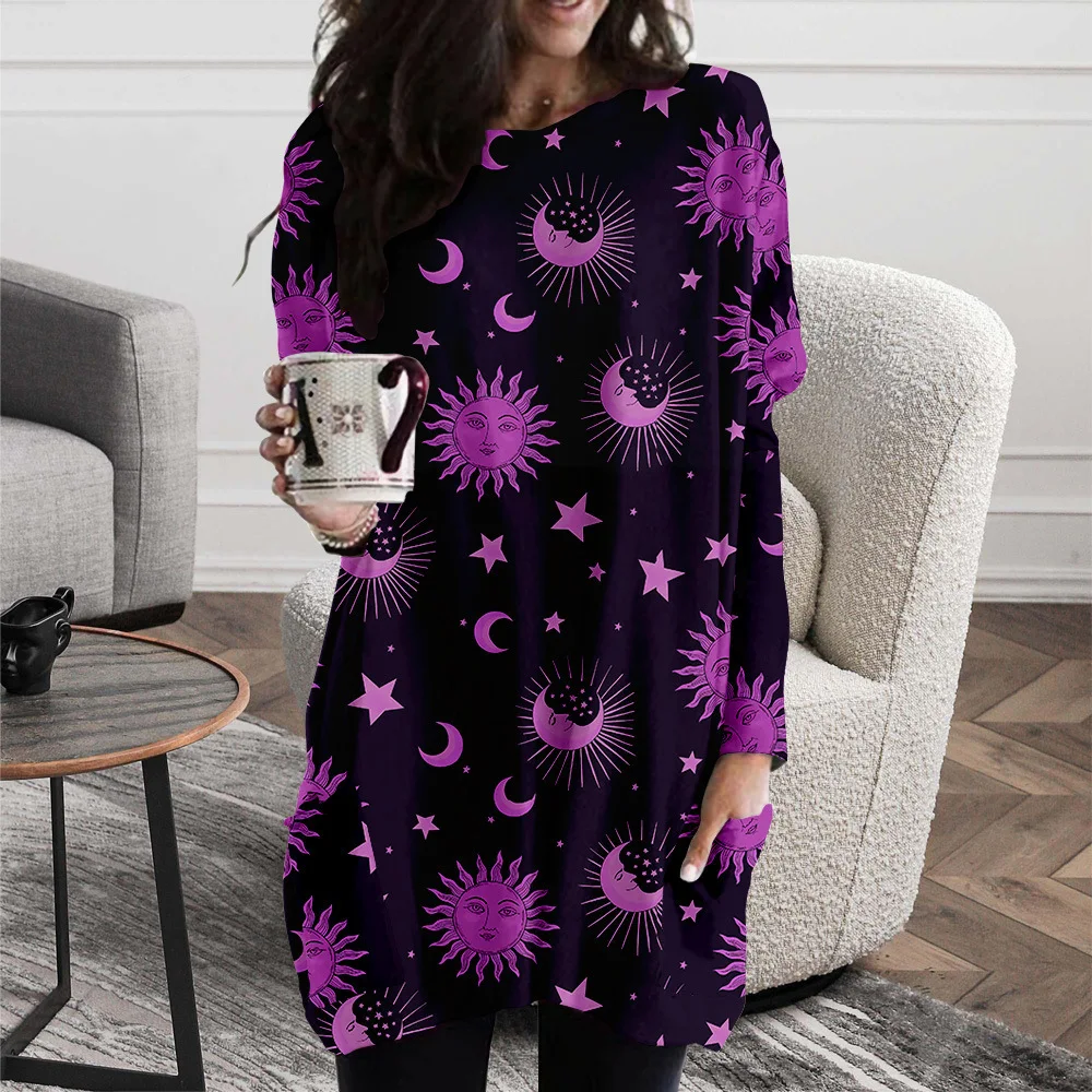 

Винтажная Футболка с принтом солнца, длинная футболка с круглым вырезом и карманами, лидер продаж 2021, женская футболка в стиле Харадзюку, ул...