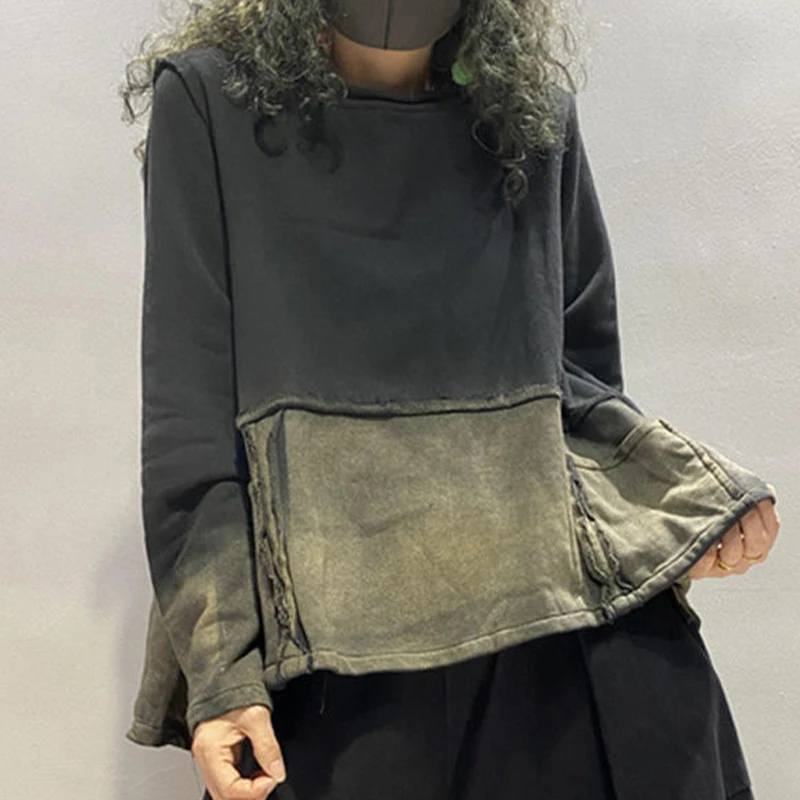 

Max LuLu New 2021 Fashion Autumn Ladies Vintage Loose Sweatshirts Womens Casual Oversized Hoodies Female Denim Patchwork Clothes