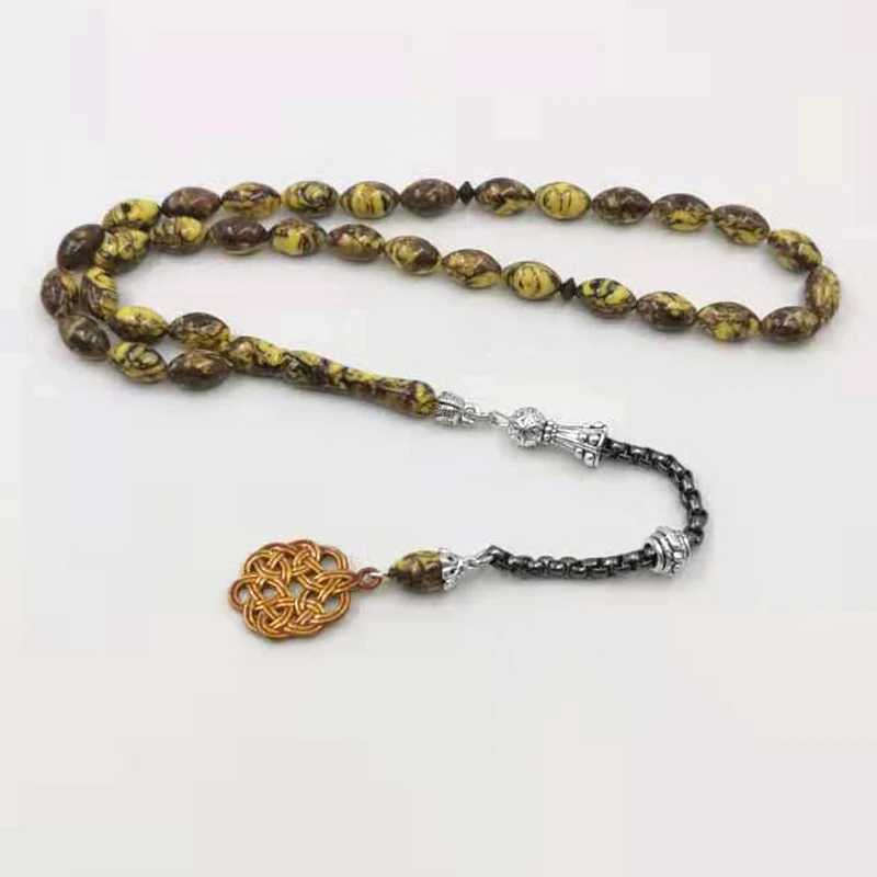 Мусульманская Мужская Желтая Смола Tasbih 33 prayerbeads Турция королевская ручная работа