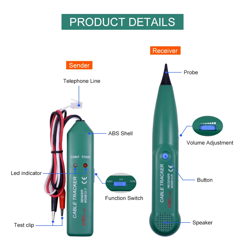 Тестер CHIPAL для UTP STP Cat5 Cat5E Cat6 Cat6E RJ45 LAN RJ11 телефонный провод трекер диагностика тона
