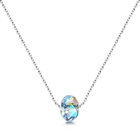 simple women necklace rainbow color oval zircon pendant necklaces minimalist jewelry