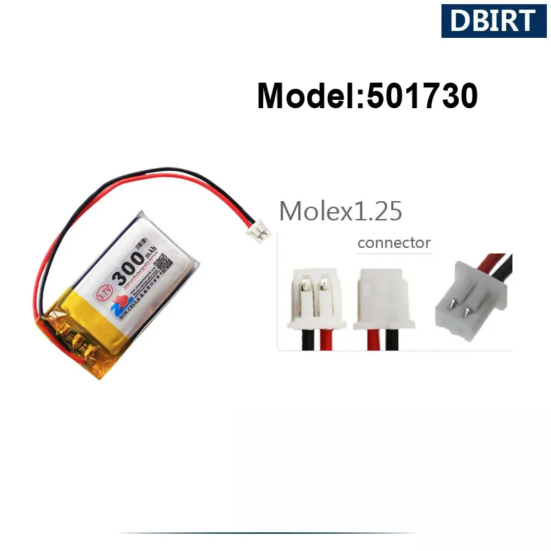 Аккумулятор 300 мАч LP501730 AHB501730 501730 051730 для Mp3 Mp4 плеера Bluetooth наушников гарнитуры XH2.54