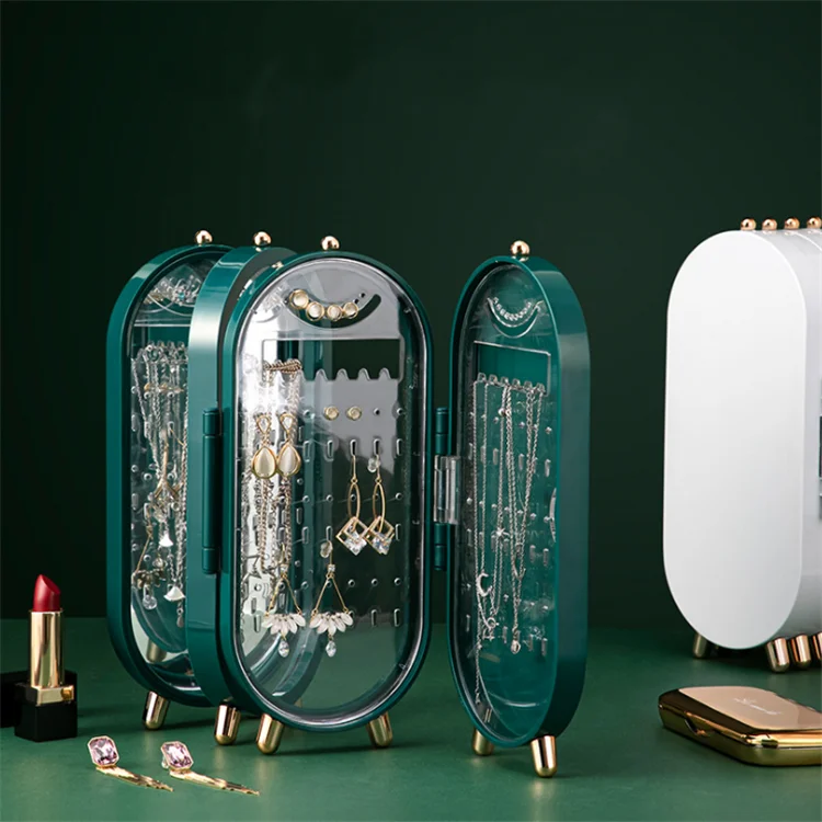

Пылезащитный Jweelry коробка держатель для хранения косметики серьги Дисплей макияж организатор полка для ожерелий настольное косметическое ...