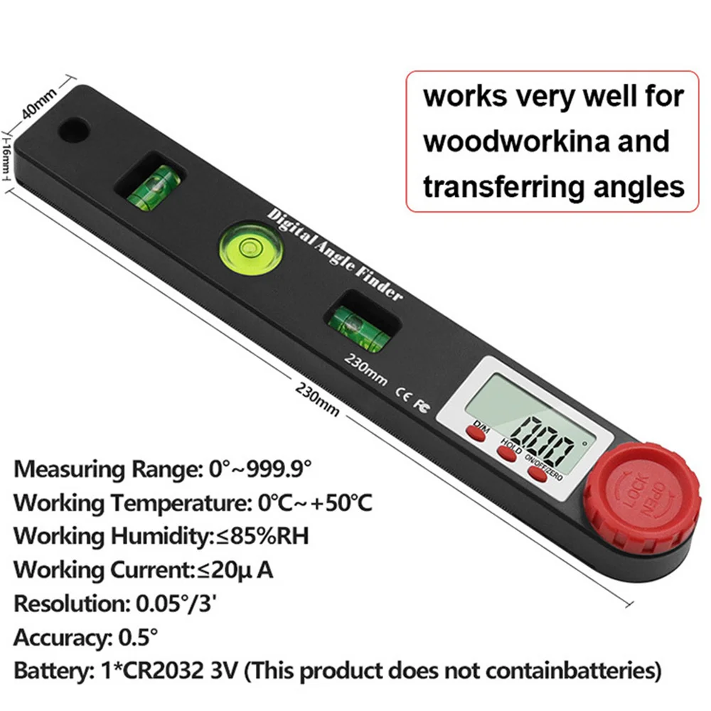 

4in1 Digital Display Angle Ruler Universal Spirit Level Carpenter's Straightedge Woodworking Tool Durable And Drop Resistant