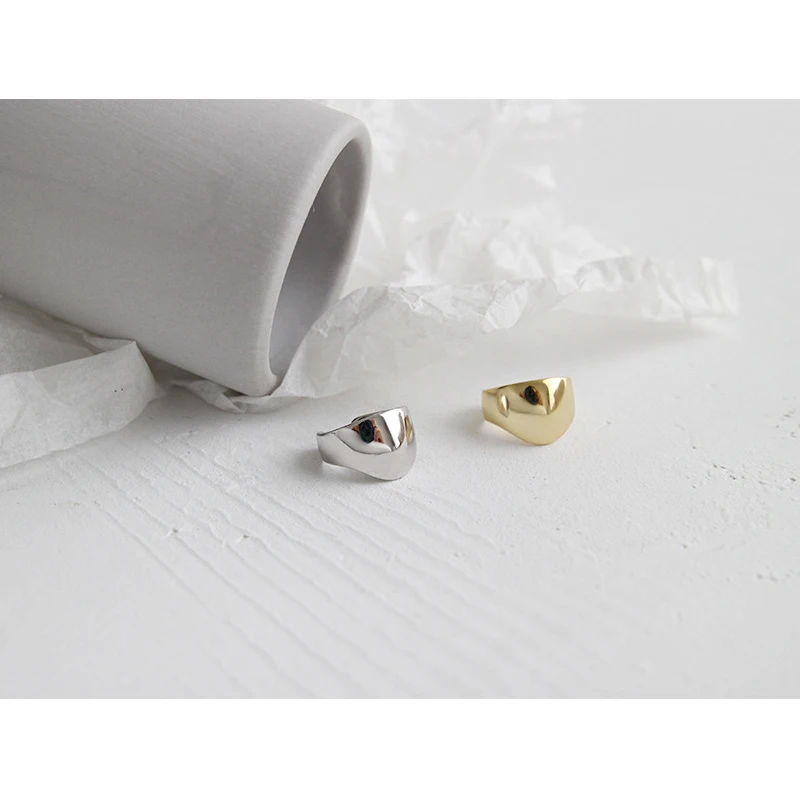 GHIDBK Minimalist 925 Sterling Silver Wide Ring Clips Earring Handmade Small Statement Silver Ear Cuffs Dainty Clip on Earrings