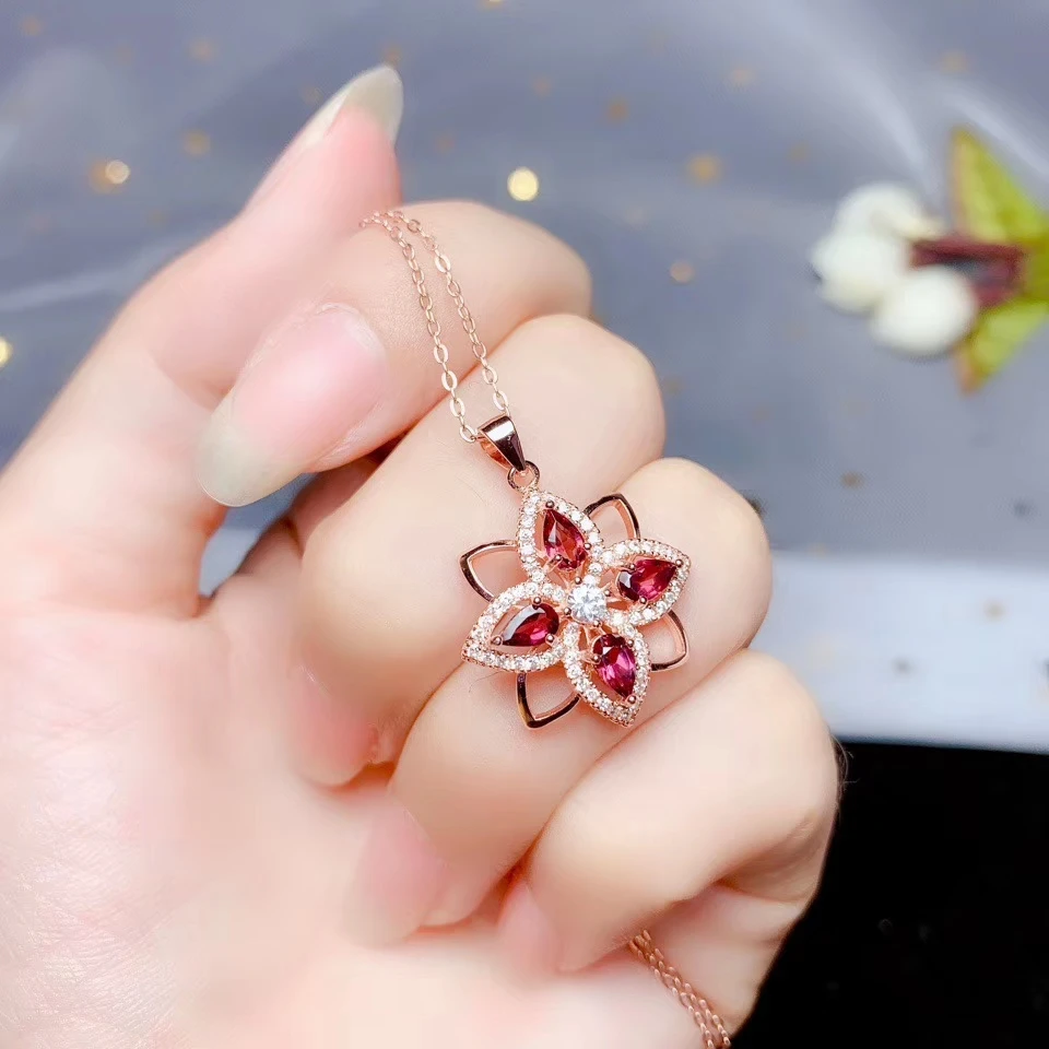 

Женское ожерелье из серебра 925 пробы, с натуральным красным гранатом