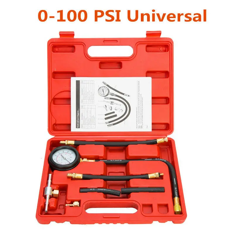 

Universal Vehicle Fuel Injection Pump Pressure Injector Tester Test Pressure Gauge Power 0-100psi Car Diagnostic Tool
