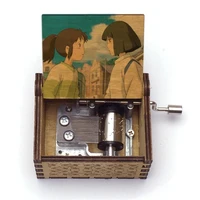 wooden hand music box chihiro color print spirited away music box theme always with me home crafts ornaments decor gift