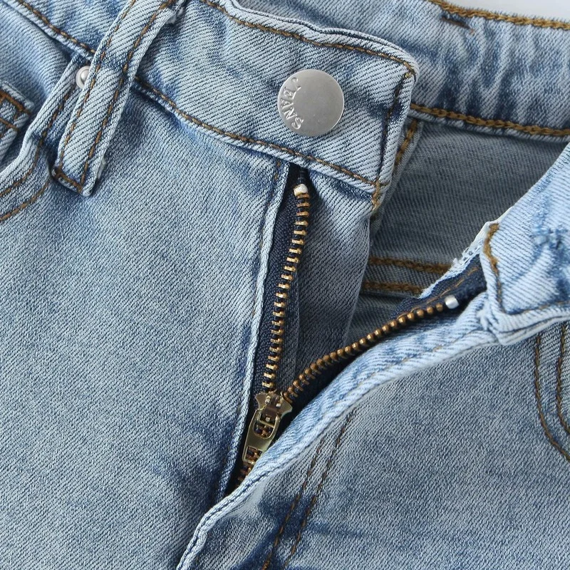 

Cutting Edge Hem Hole Casual Short Jeans Vintage High Waist Zipper Fly Denim Shorts 2021 Summer Chic All Match Ropa Mujer