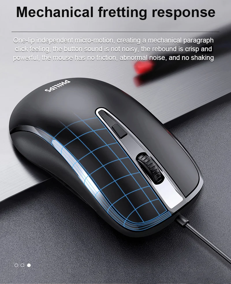 Проводная игровая мышь трехскоростная оптическая Бесшумная USB с 3 кнопками для