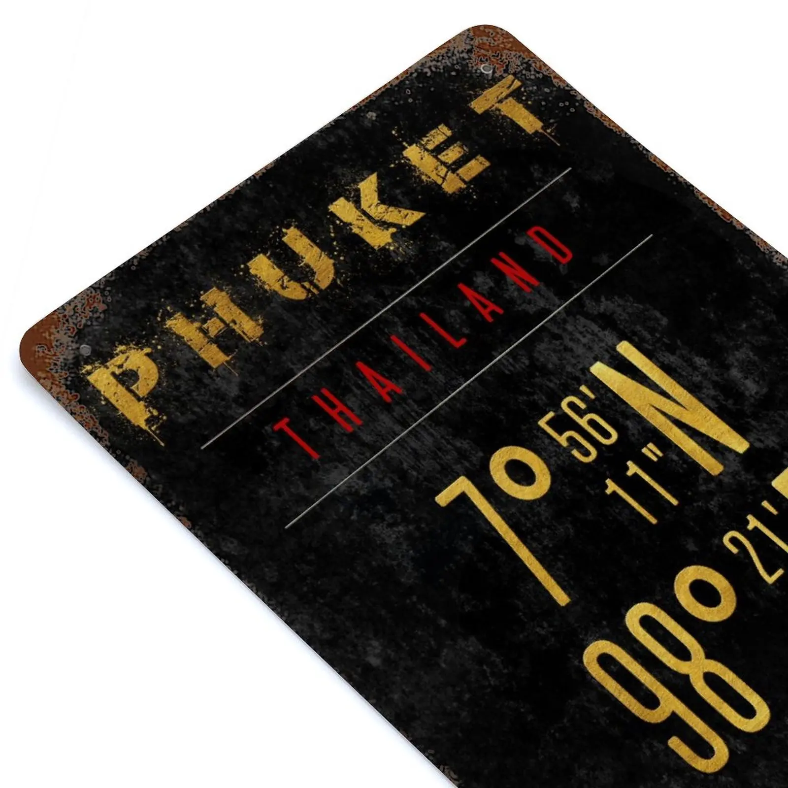 

Phuket Golden Coordinats Printed Retro Metal Poster Decor Home Wall Decoration Tin Sign Plaque