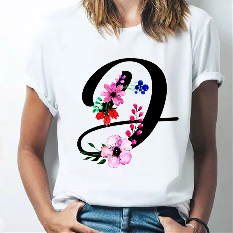 

Letter Pattern Ladies Casual Short Sleeve Tshirts Women's White T-Shirt Korean Cartoon Polyester Printed Harajuku Tops