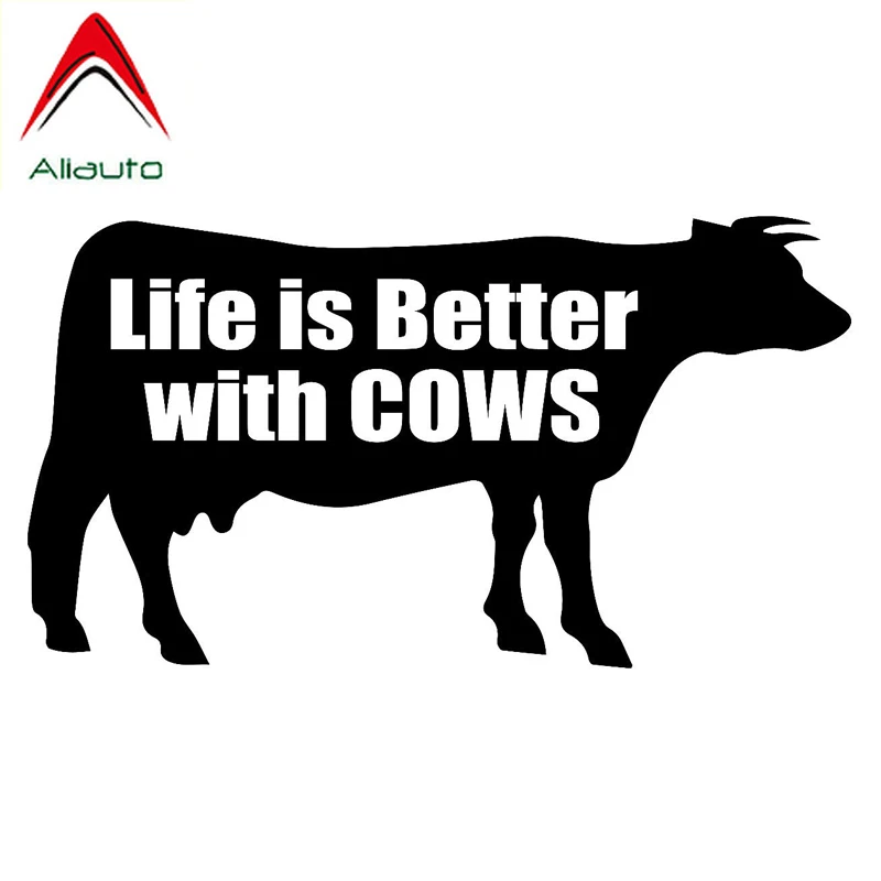 

Модная Автомобильная наклейка Aliauto для стайлинга автомобиля, жизнь лучше с коровами, украшение из ПВХ, водонепроницаемая Светоотражающая в...