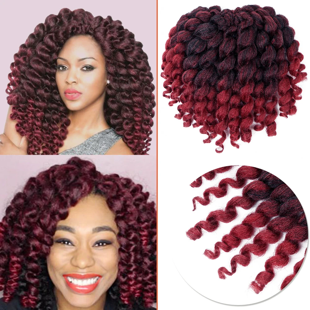 

Jumpy Wand Curl Crochet Braids 6Inch Jamaican Bounce Curly Hair Ombre Synthetic Crochet Braiding Hair Extensions