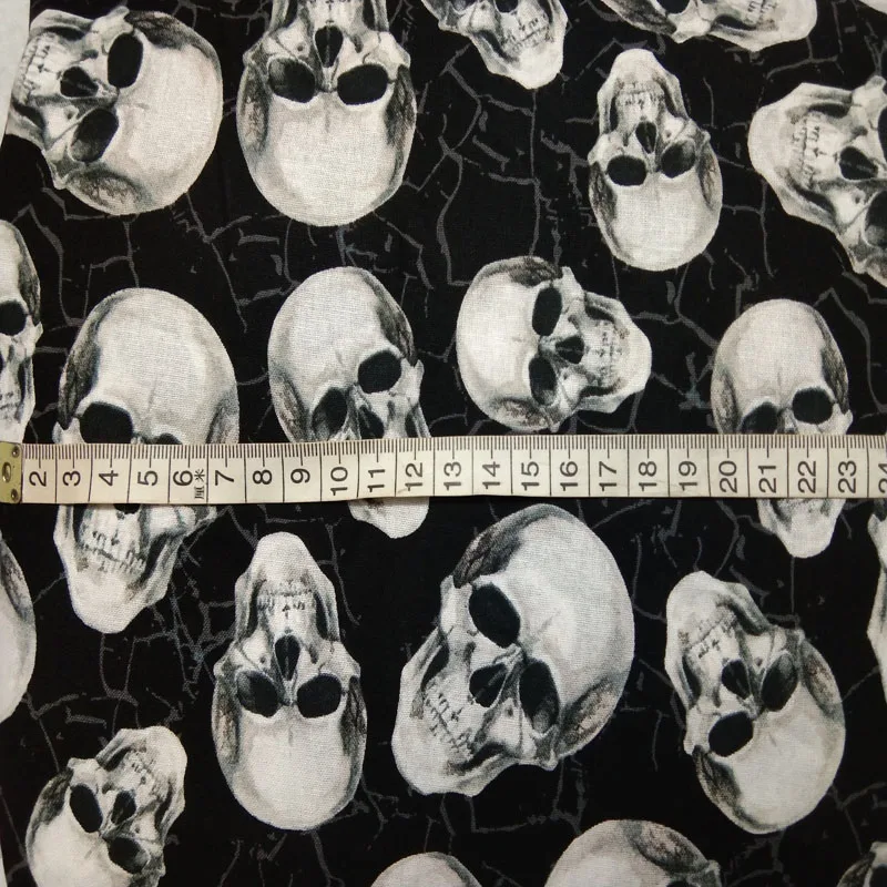 Хлопковая ткань с принтом черепа в стиле панк, одежда из ткани, DIY шитье, постельные принадлежности, украшение для дома, 50x105 см