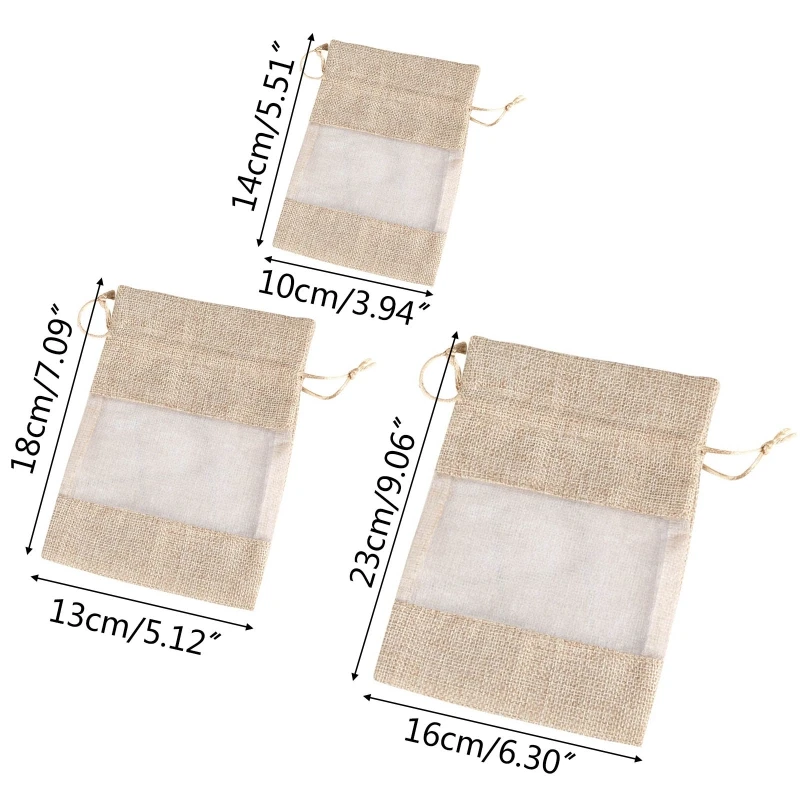 

Linen Burlap Organza Bag with Drawstring for Wedding Party Favors Cosmetic QXNC