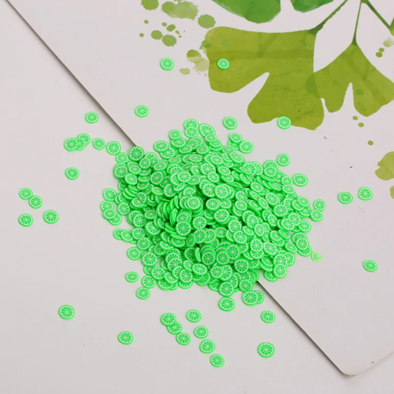 3 100 г/лот 1 см* 2 мм Фрукты Fimo Полимерная Горячая глина брызги для слайма ремесла Пластиковые Klei частицы грязи лимонный арбуз ломтик DIY - Цвет: 3