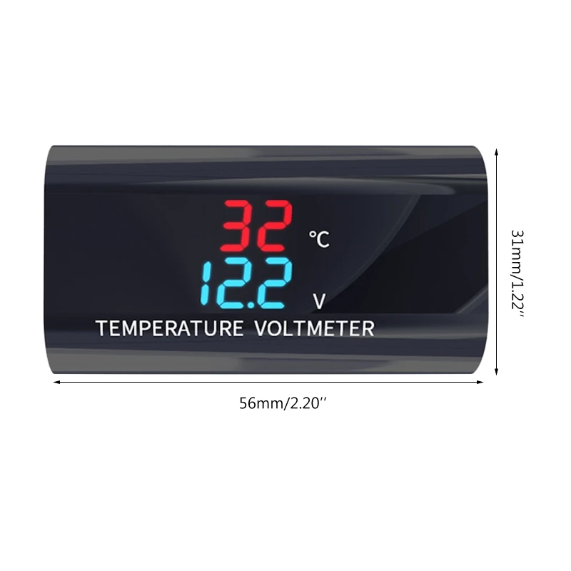 

DC 12V LED Digital Voltmeter Thermometer 0.28 inch Dual Displa Voltage Temperature Meter Monitor For Car Motorcycle