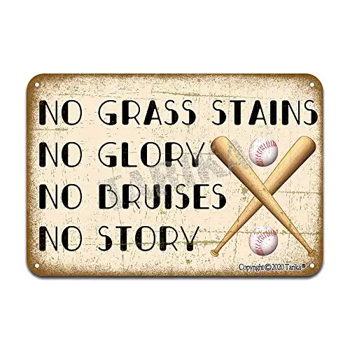 

No Grass Stains No Glory No Bruises No Story Iron Poster Painting Tin Sign Vintage Wall Decor for Cafe Bar Pub Home Beer Decorat